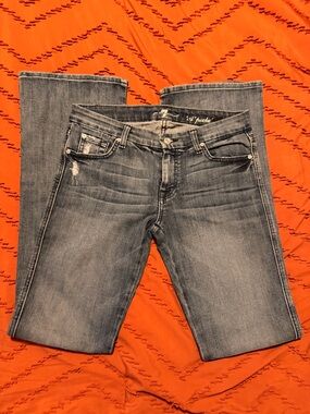 7 For All Mankind Women's Boot Cut Jeans in Medium Wash Blue